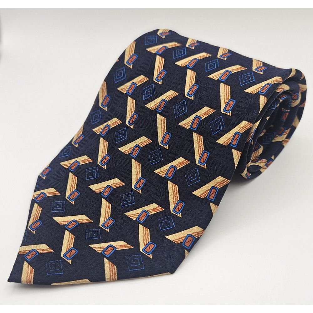 Vintage Korean Air‎ 100% Silk Tie Geometric Pattern